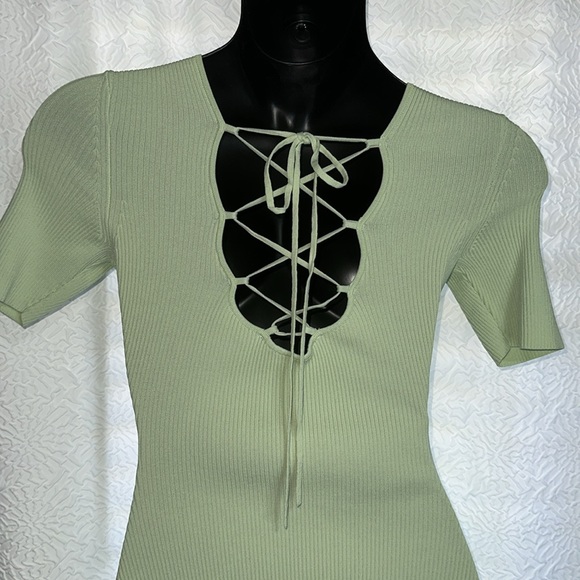 🩷SOLD🩷Maje bateau light green ribbed sweater midi dress 36 XS S - Picture 8 of 16